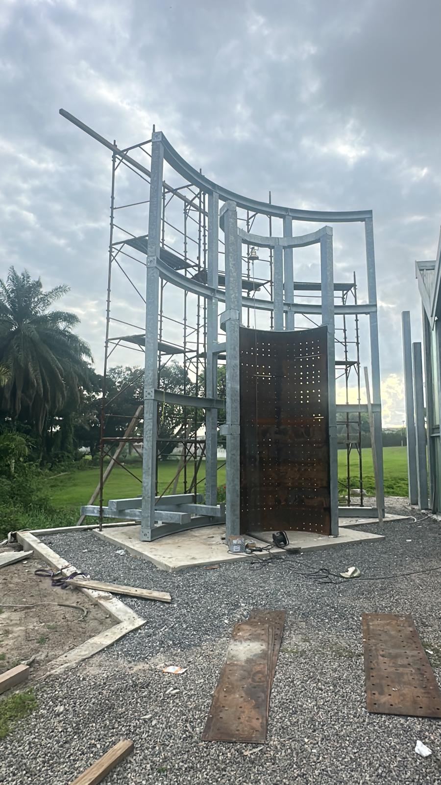 Bell tower construction detail, Private Chapel Gabon